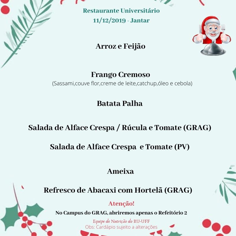 Cardapio Restaurantes Universitarios Uff